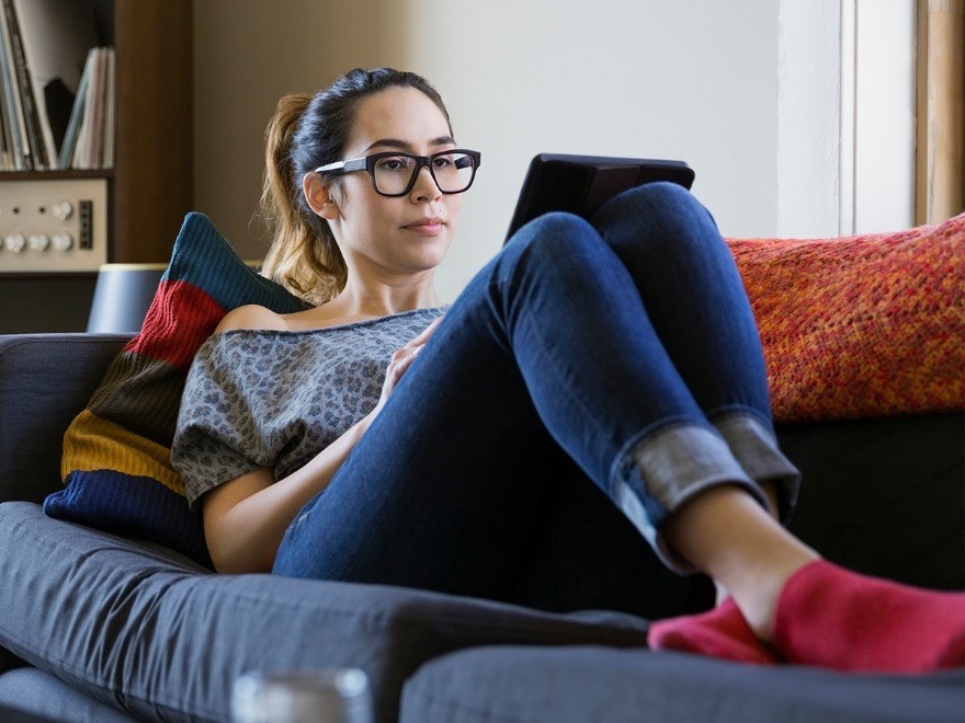 woman on tablet