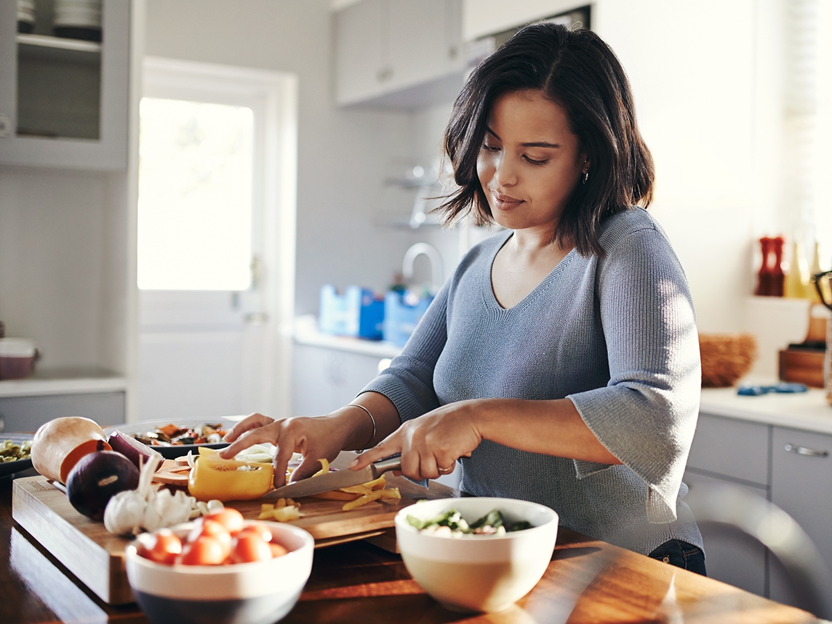 Woman making dinner