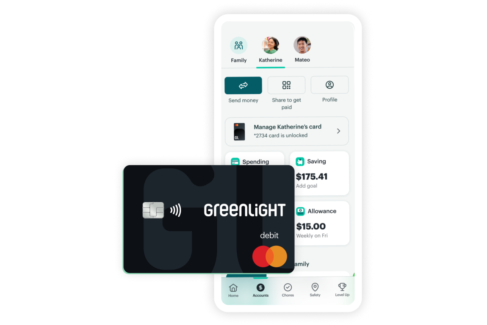 Greenlight card with smartphone