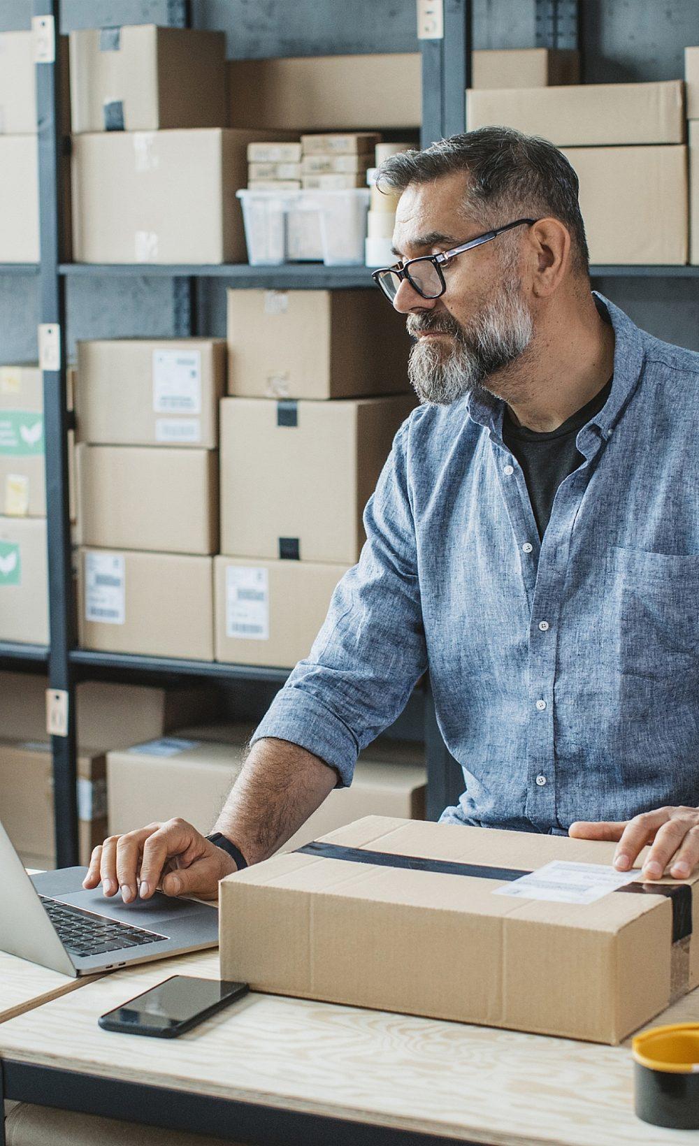 Commercial employee working at computer